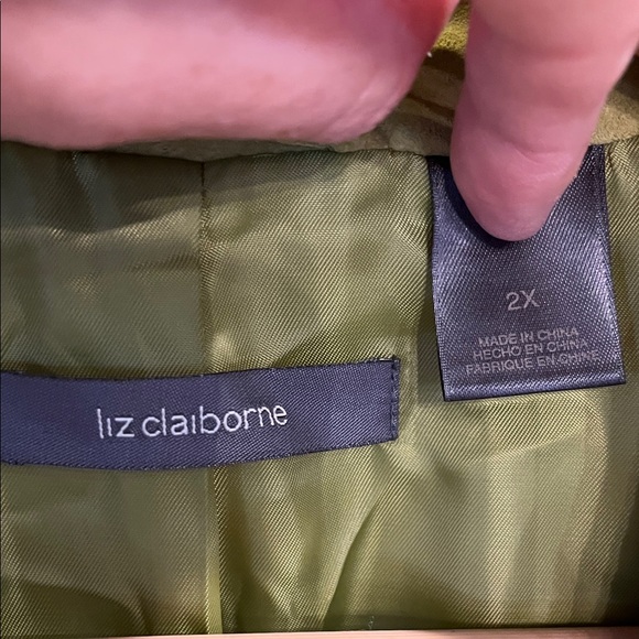 Y2K Women’s 100% Suede Leather Blazer Jacket Retro Lime Green Size 2X - Picture 12 of 15